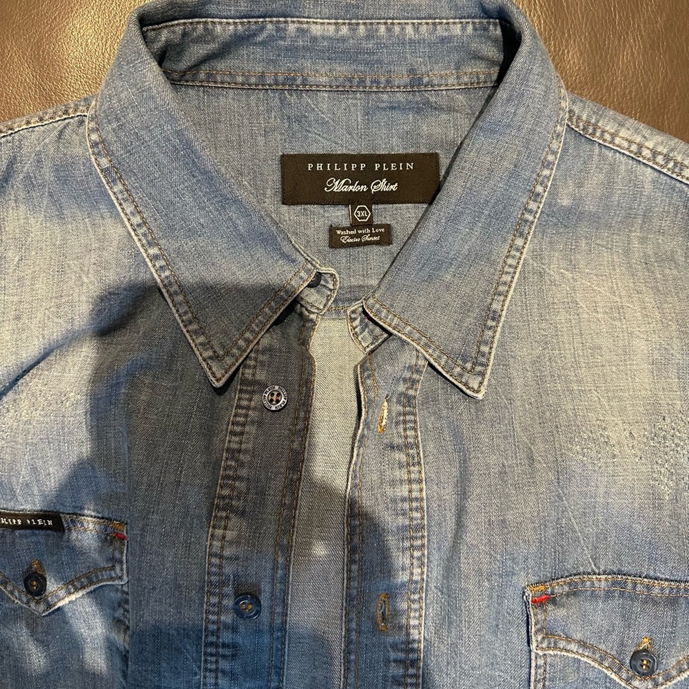 Philipp Plein denim shirt. Like new. Size xxxl
